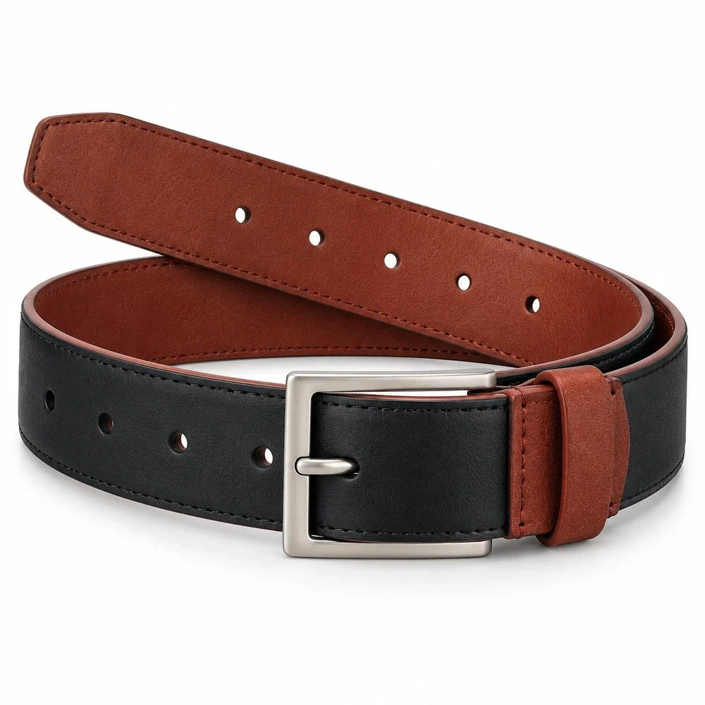 Alfani Mens Belt Brown Black Size Medium 34-36 Silver Buckle NWT